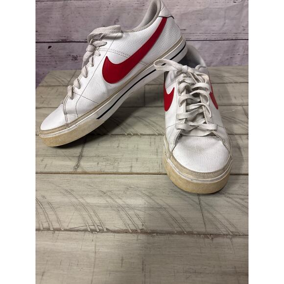 Nike Court Legacy White University Red Sneakers Sz 13 - Picture 1 of 7